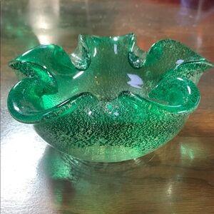 Murano Vintage Green Art Deco Dish